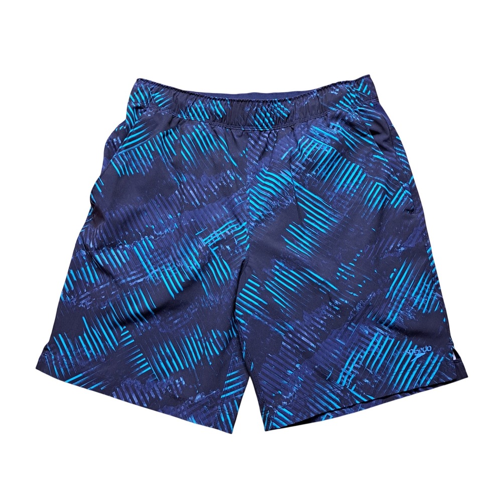 Speedo Swim Trunks Men Small Blue Good Geometric Abstract‎ Board Shorts